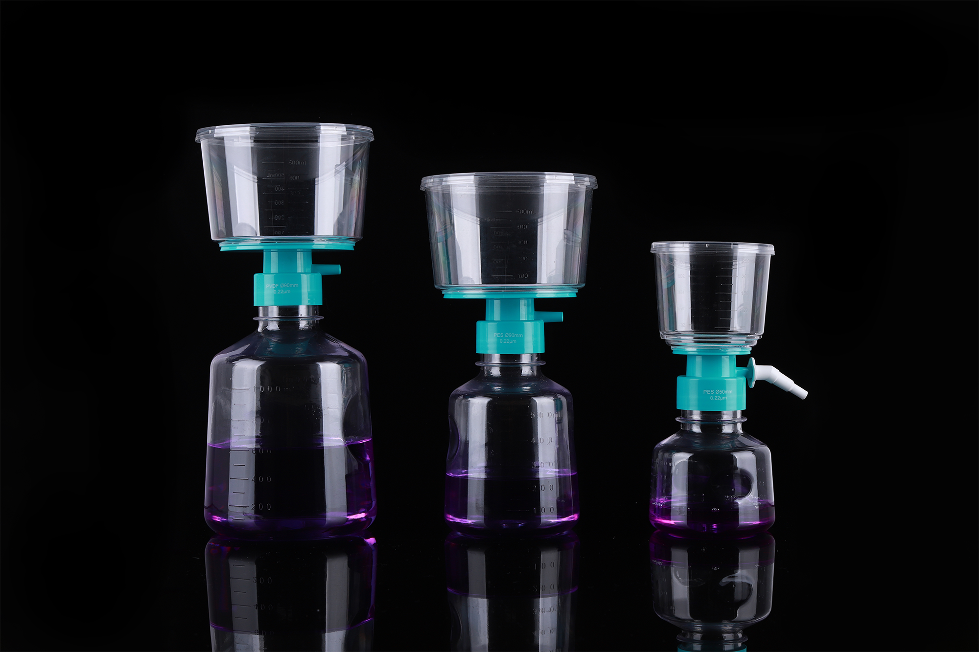 343111，500mL 真空過濾器（PVDF材質(zhì)）, 0.22μm 上杯 ,滅菌   1個/包，24包/箱